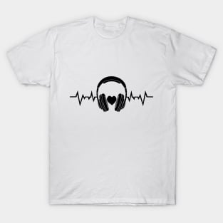 Music Heartbeat Sound Love Headphones Heart Rate T-Shirt